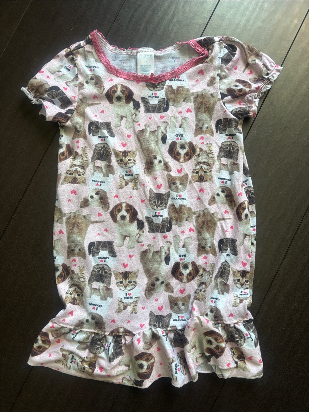 Carter's Girls' Pink Coral Ice Cream, Puppy and Dino Sleep Dresses - Picture 8 of 10